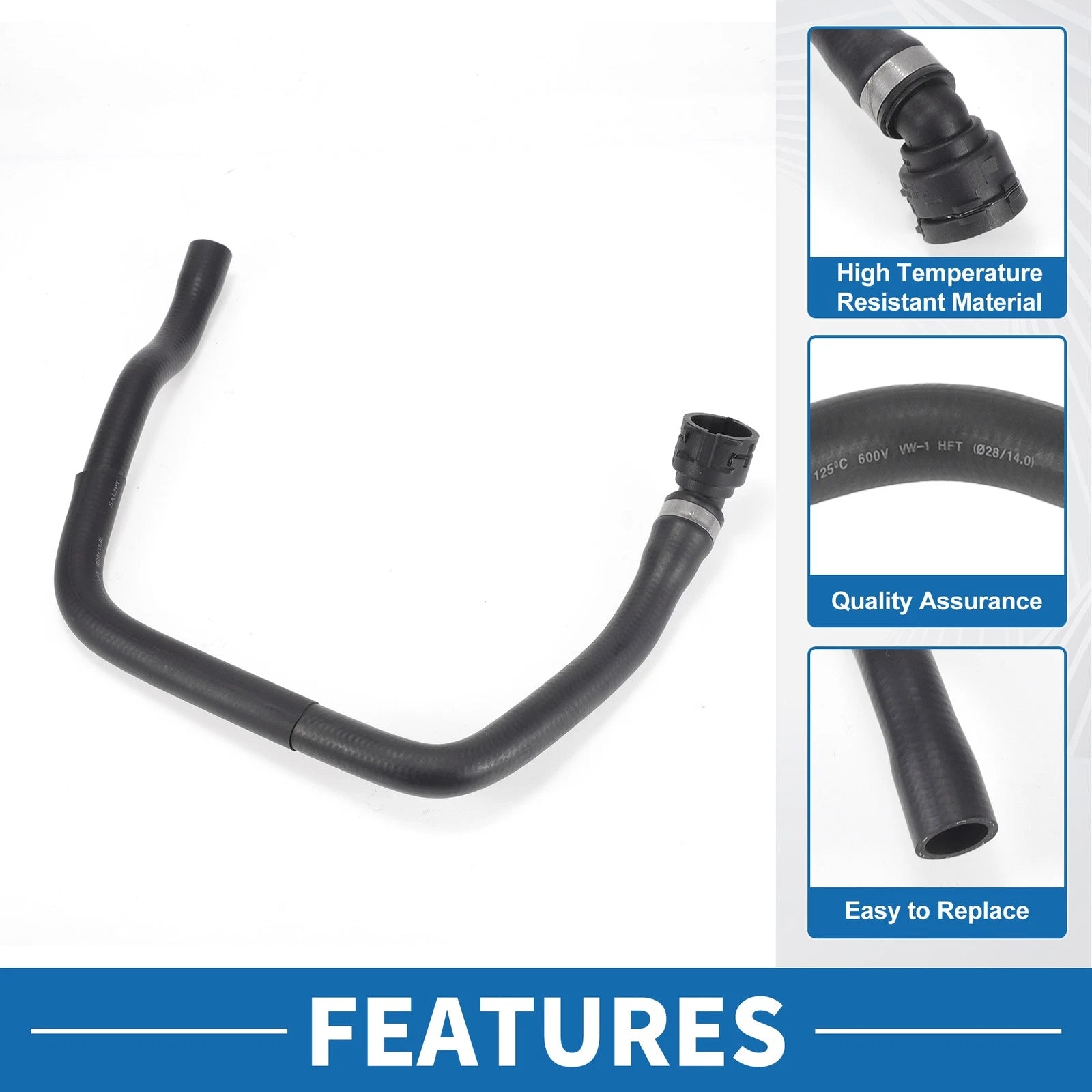 Engine Radiator Hose Replacement Rubber Black for BMW 120i (2005–2010)