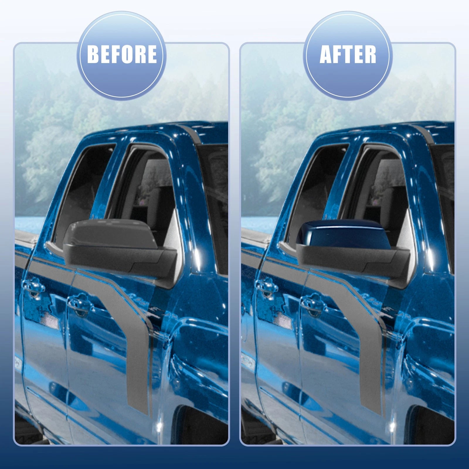 Side Mirror Covers OEM Blue Left Right for Chevy Silverado 1500 2500 3500 (2014–2019)
