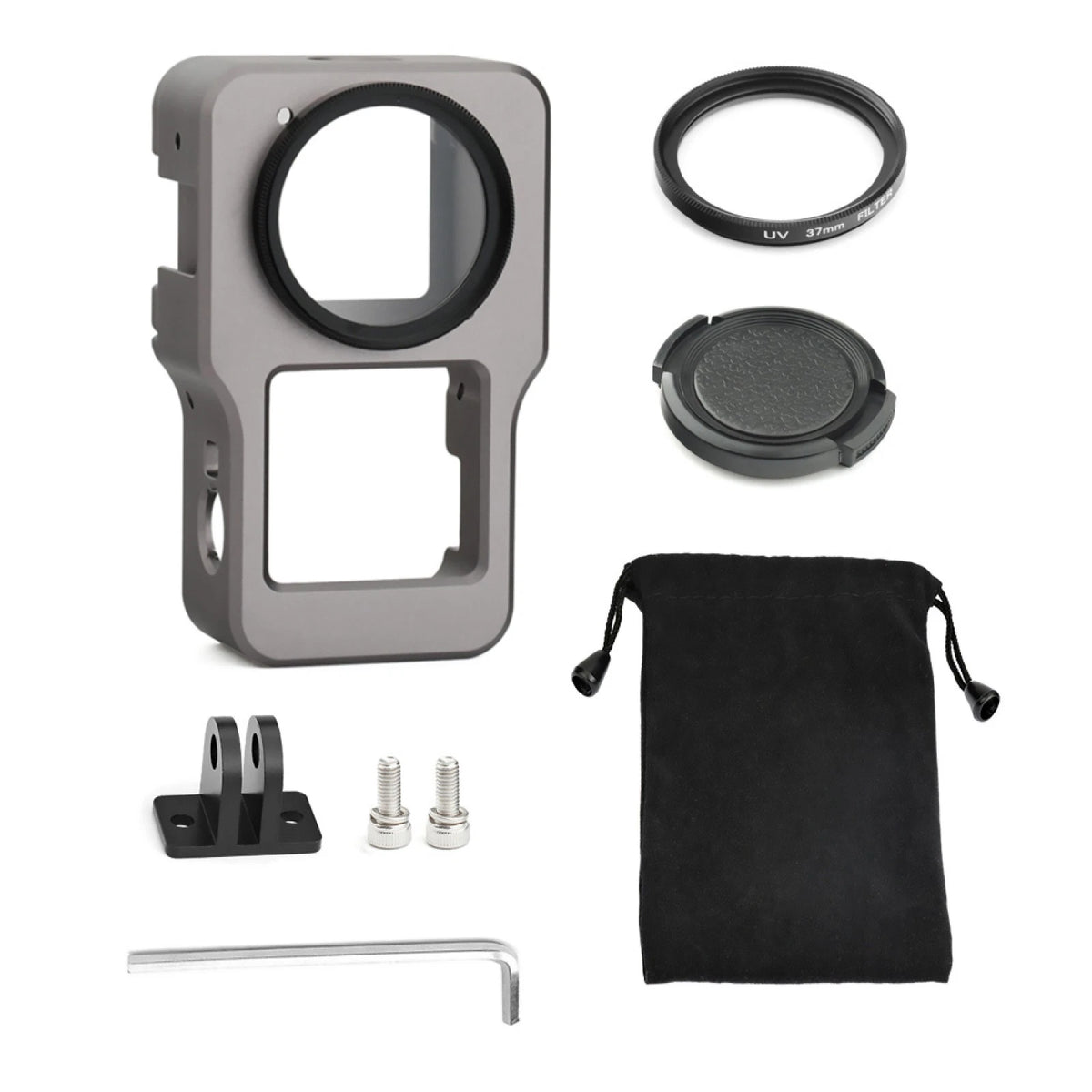 Camera Protective Frame Cover + UV Filter + Lens Cover + Adapter for DJI Action 2 (2021–2023)