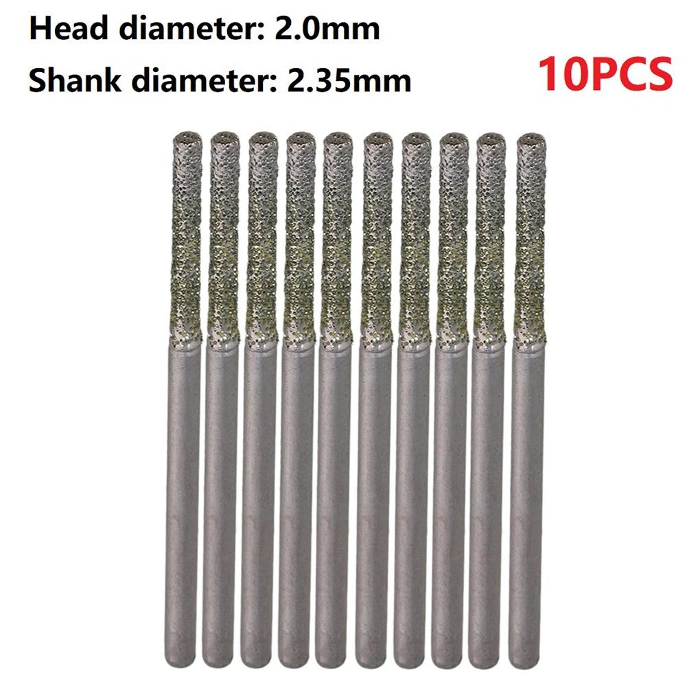 10pc Diamond Coated Solid Bits for Gems Drilling (42x2.35mm)