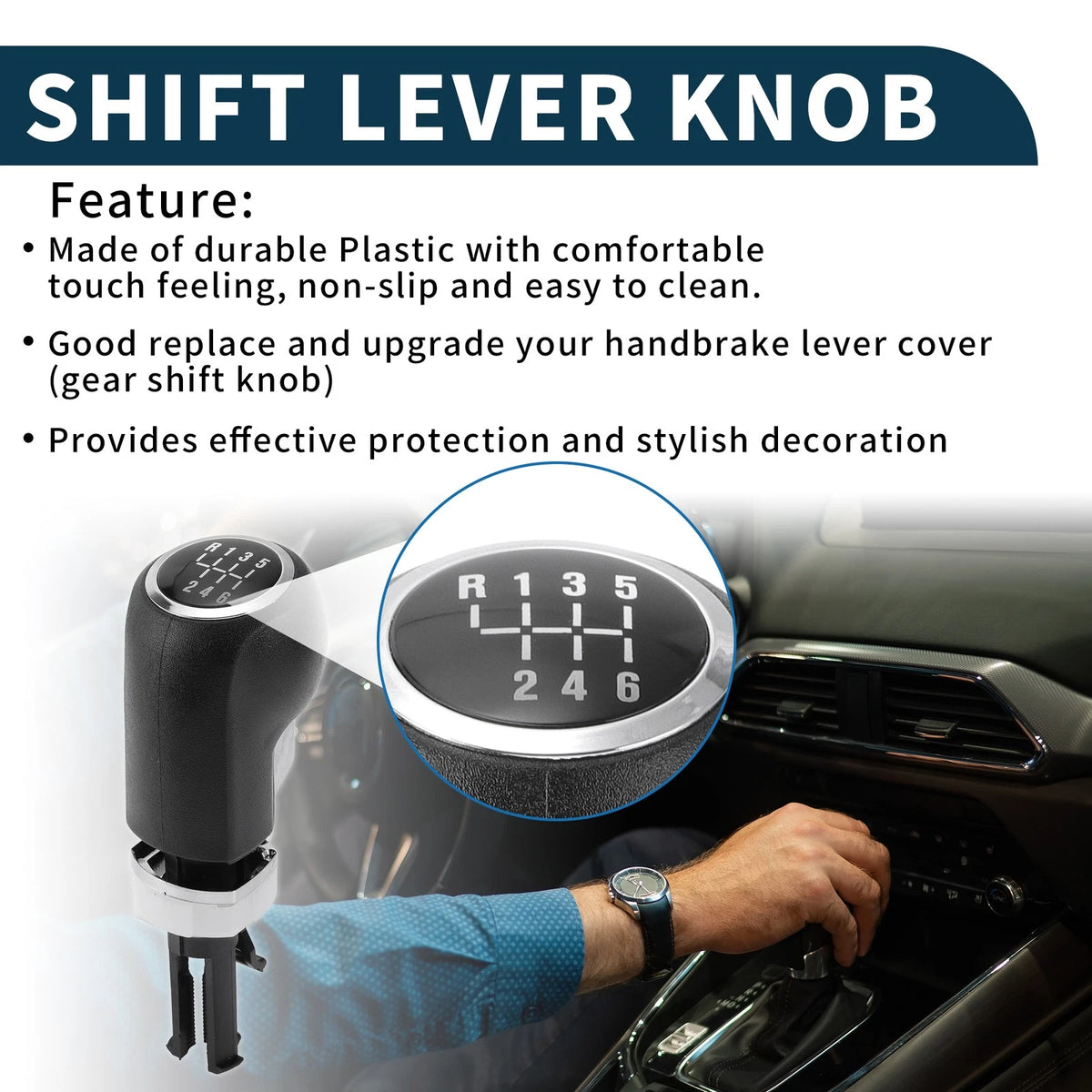 6 Speed Manual Gear Shifter Knob for Opel Corsa D (2006–2015) Plastic