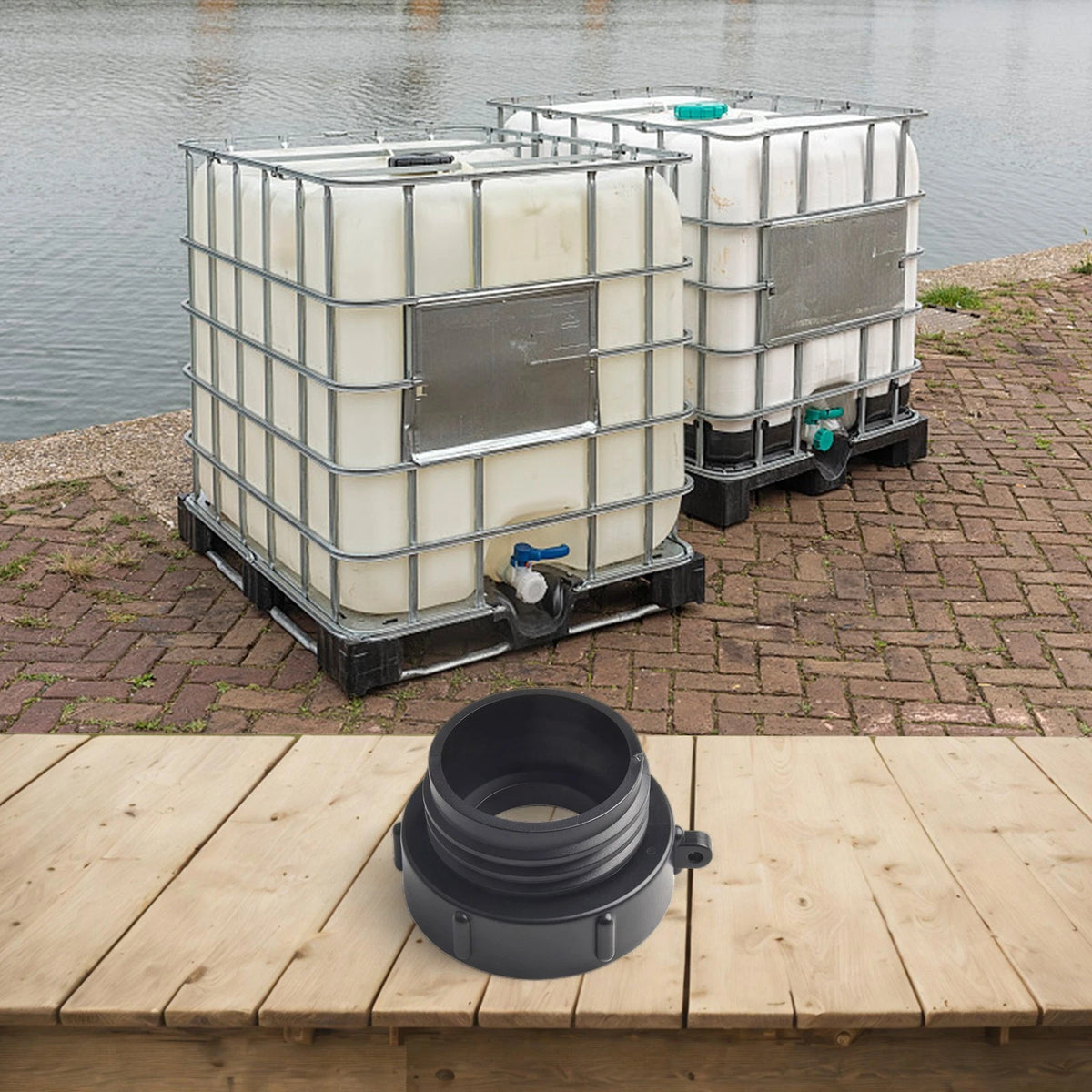 2X IBC Tank Adapter for Schutz Valves (Black Plastic Design)