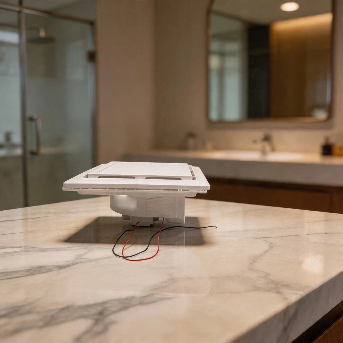 LED Light Exhaust Fan for Bathroom (24x24x15.4cm) White Finish