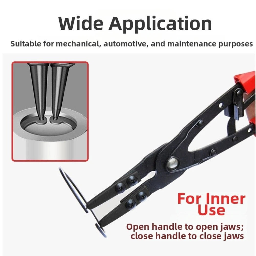 Heavy Duty Interchangeable Tip Circlip Pliers 10 Inch for Mechanical Snap Rings
