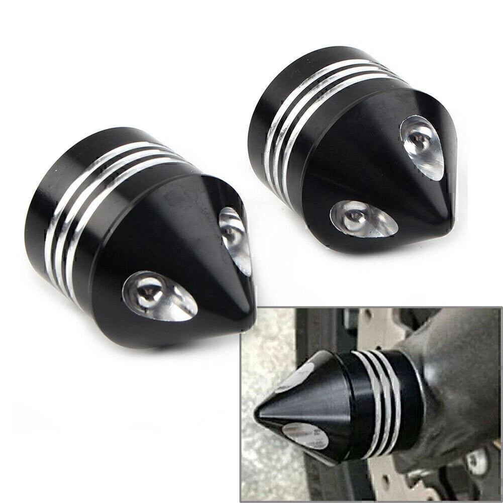 2x Black Front Axle Cap Nut Cover For Harley Electra Glide Sportster FLHX