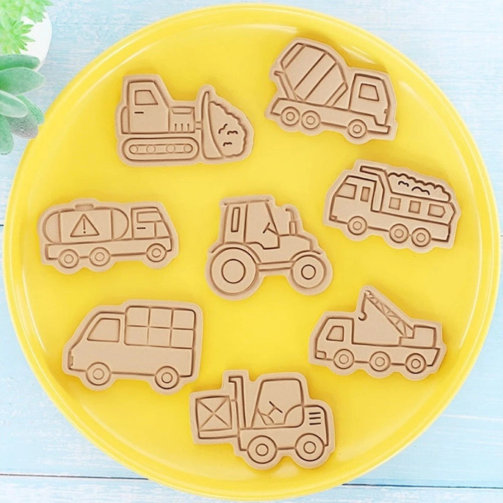 8 Piece Cookie Cutters Set for Construction Vehicles (Baking Tool)
