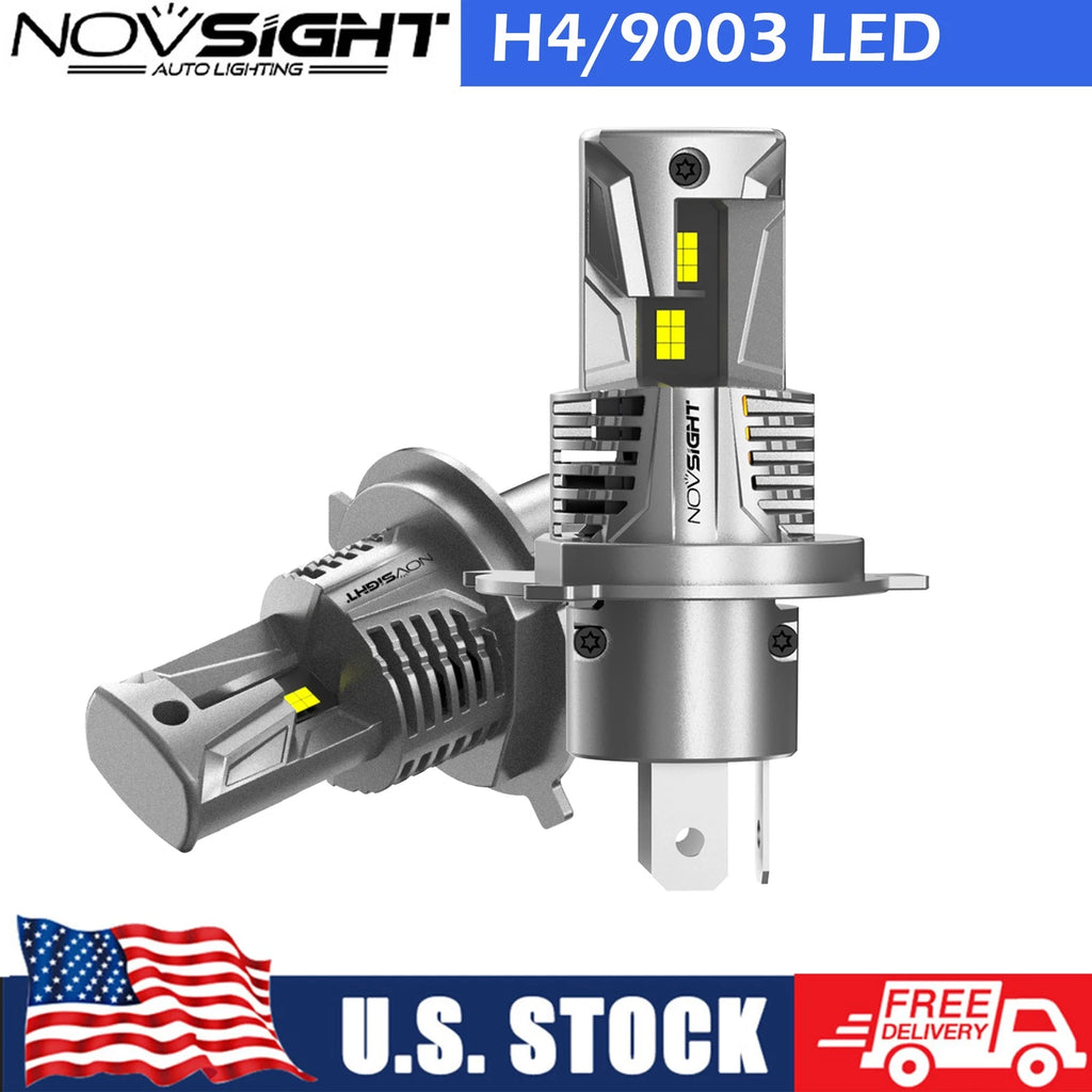 2X H4 9003 LED Headlight Bulbs for NOVSIGHT Conversion Kit (6500K)