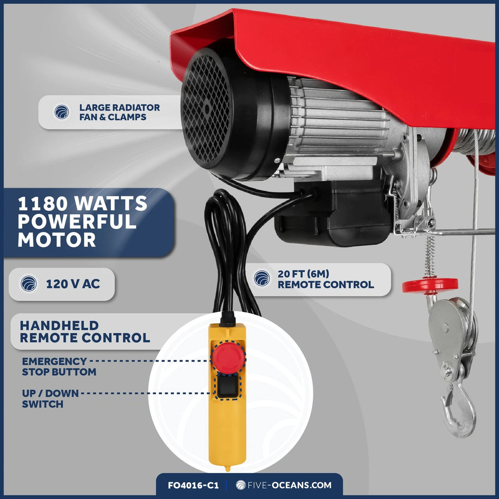 Electric Hoist Pulley System for Universal Use (1320 lb Capacity)