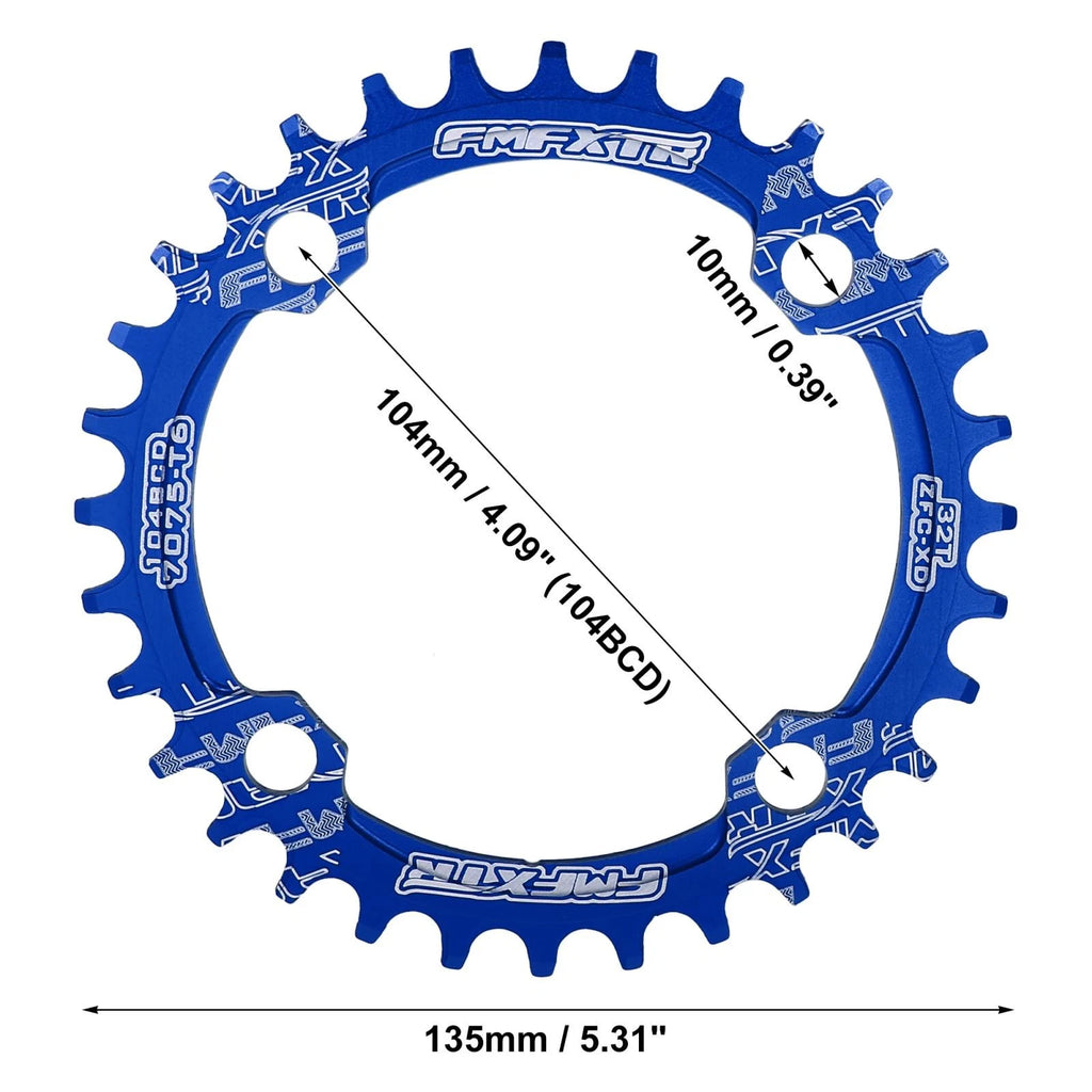 Narrow Wide Chainring 104mm 32T Replacement for Bicycle Crankset (Blue)