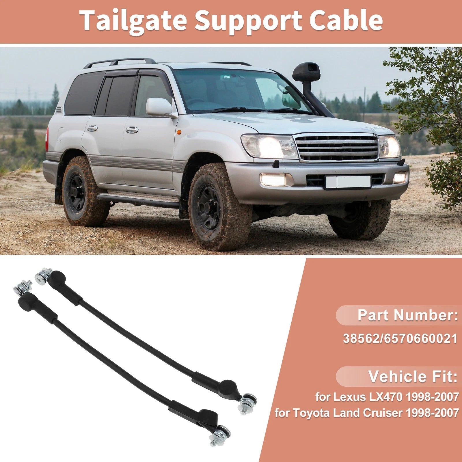 Tailgate Support Cable Set for Toyota Land Cruiser for Lexus LX470 (1998–2007)