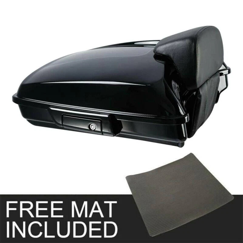 Black Razor Trunk with Backrest Pad for Harley Touring (2009–2013)