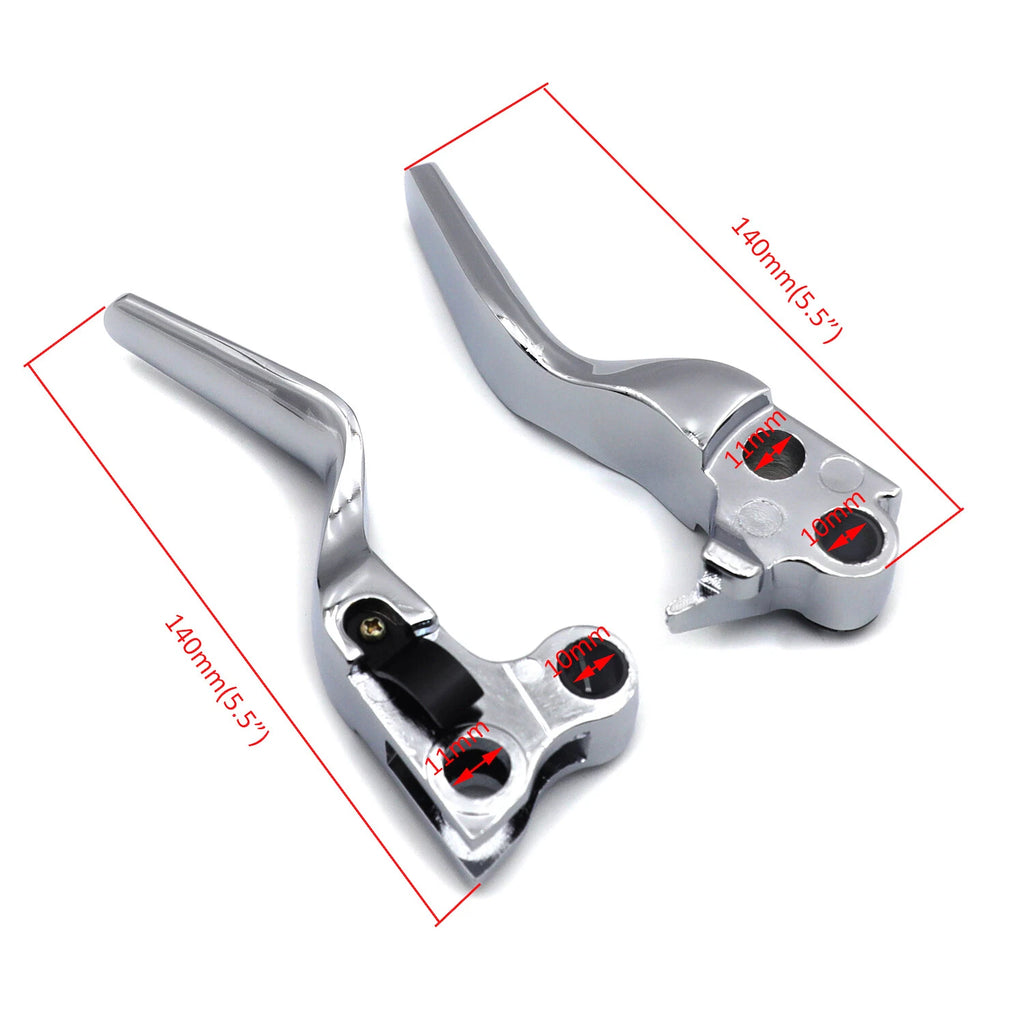 Chrome Smooth Shorty Wide Brake Levers for Harley XL/Dyna/Softail (1996–2014)