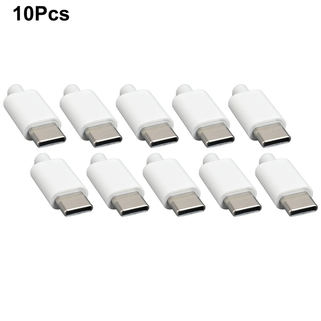 10PCS USB 3.1 Type C Male Connector Solderable PCB Black/White Shell