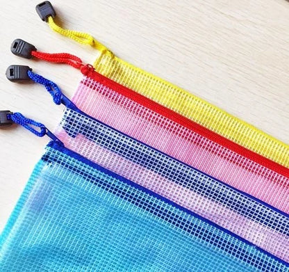 Set of 4 Plastic Zipper Bags for A4 Document Storage