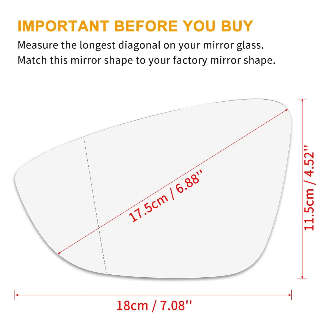 Heated Side Mirror Glass with Backing Plate Left Driver for Volkswagen Eos CC (2011–2016)
