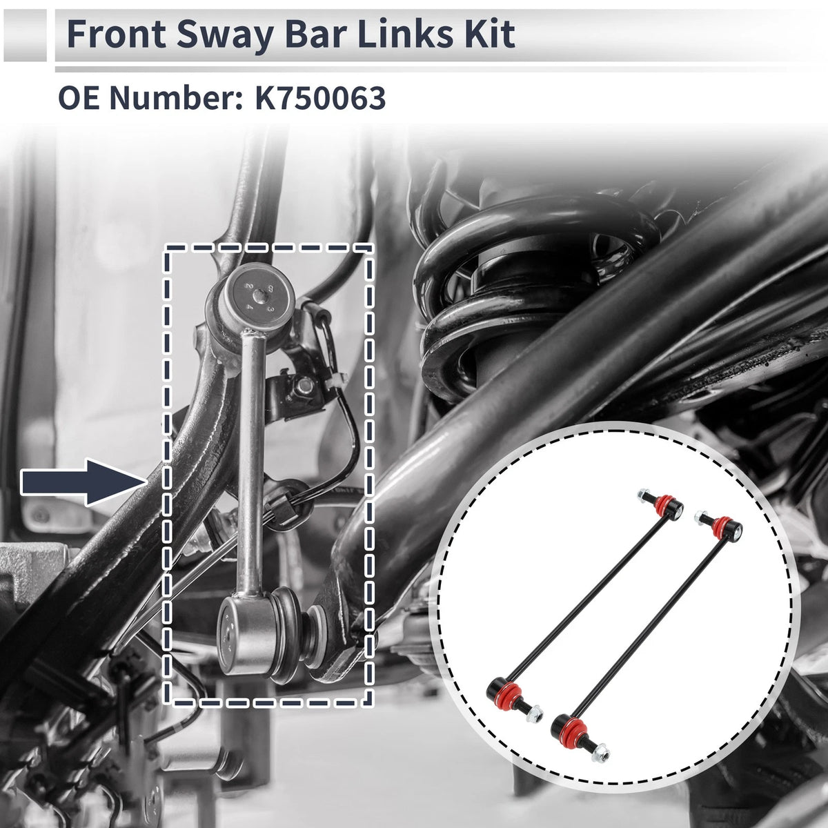 Set of 2 Front Stabilizer Bar Links for Land Rover Range Rover (2003–2012) No.K750063