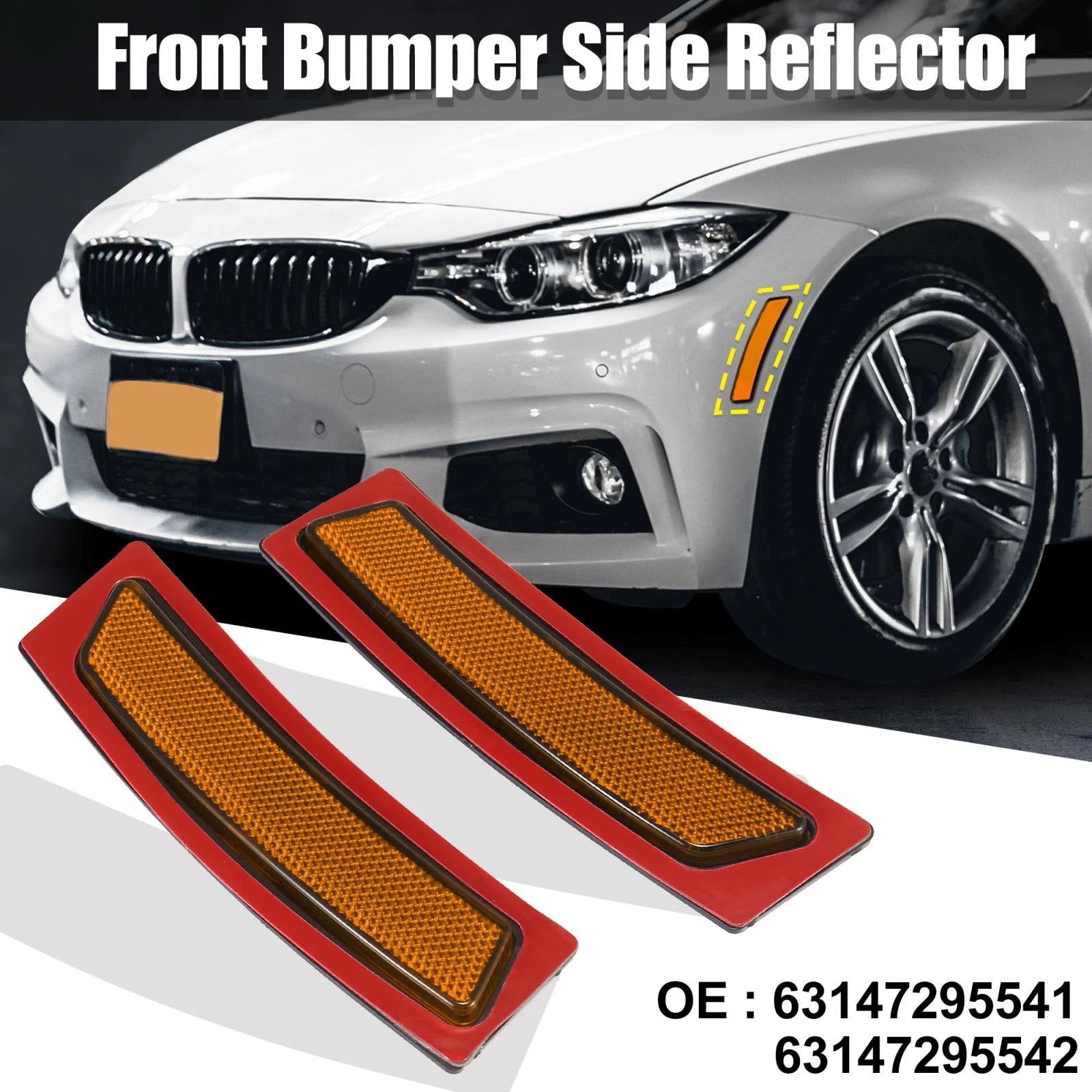 Front Bumper Reflector Replacement for BMW F30 340i Yellow (2012–2019)
