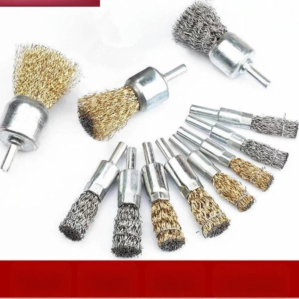 Wire Brush Pen for Rust Removal - Copper Plated Steel, 6mm Handle