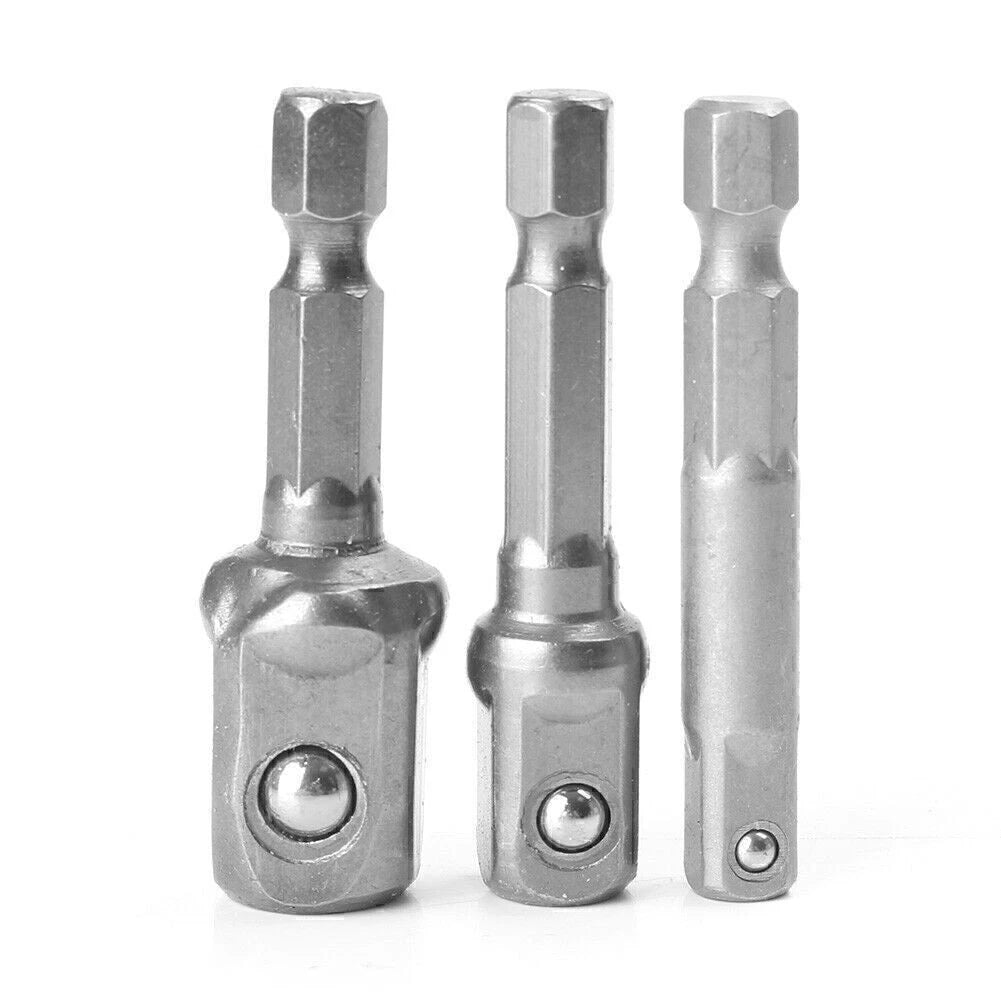 Set of 3 Socket Adapter Drill Bits for Impact Driver (1/4", 3/8", 1/2")