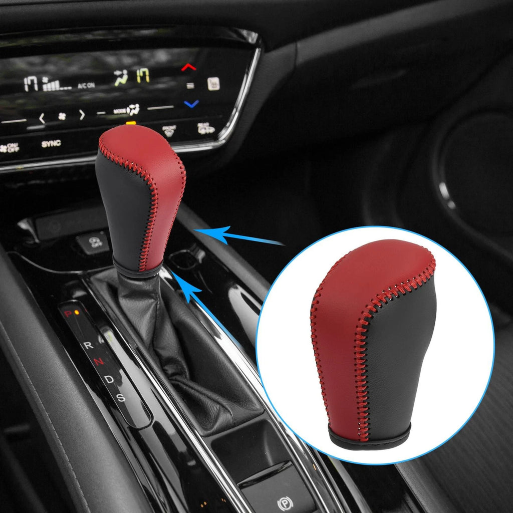 Gear Shift Knob Cover Replacement with Red Stitching for Mazda 3 (2014–2018)
