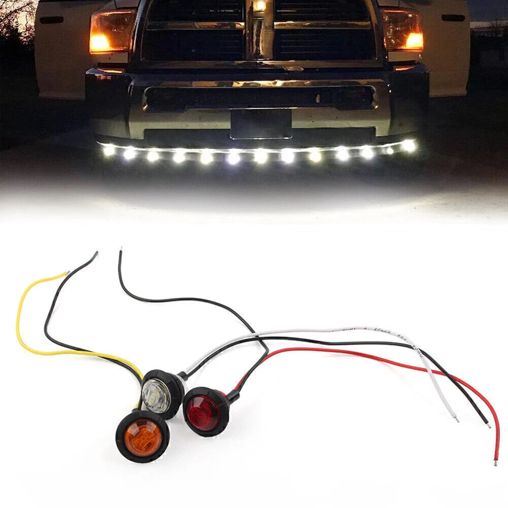 3/4'' Round LED Light Front Rear Side Clearance Marker Lamp For Car Truck SUV mo