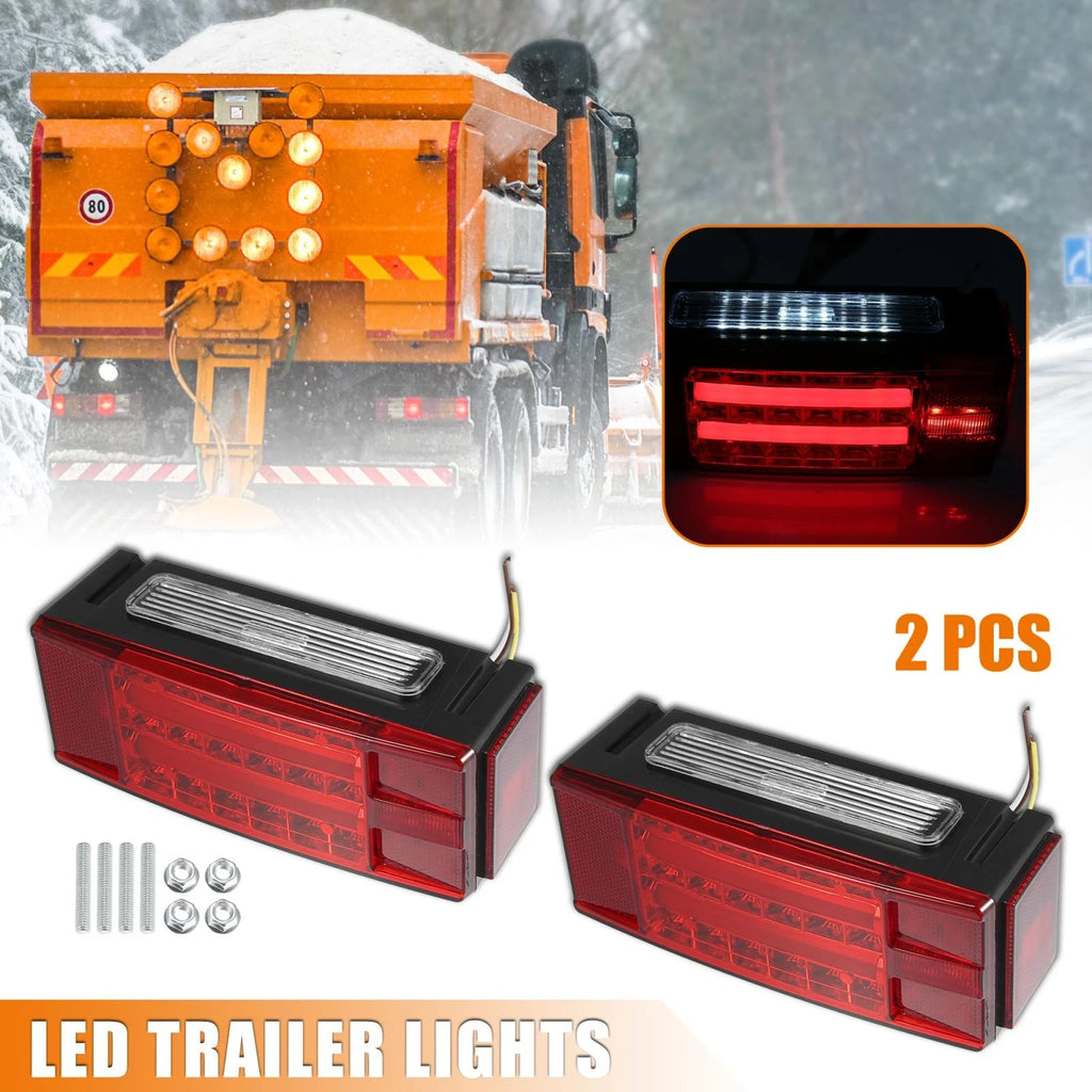 2pcs LED Trailer Lights Left Right Turn Signal for 12V 36V Red Amber (N/A)