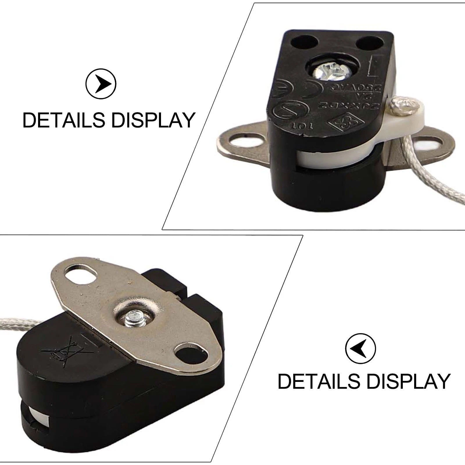 2X Compact Pull Switches with Cord for Reliable Lighting Control 250V