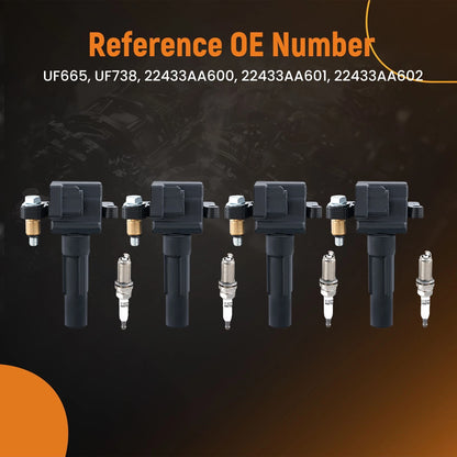 4X Ignition Coils for Subaru Forester H4 2.5L Turbo (2011–2013) 22433AA601