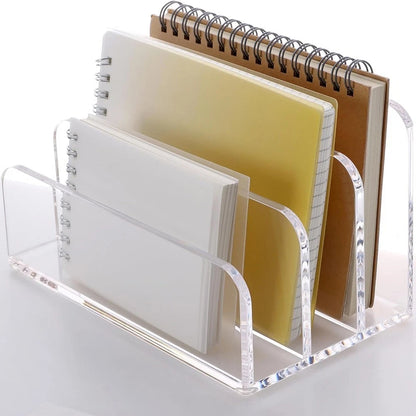 3 Slot Clear Acrylic Mail and Document Organizer for Desk