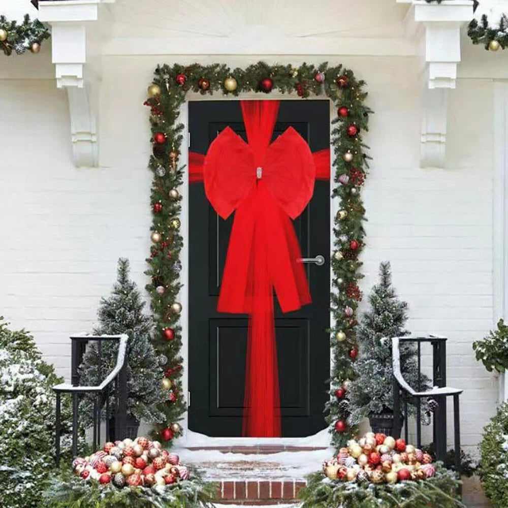 Full Door Bow Decoration Kit for Christmas (Deluxe Luxury Red)