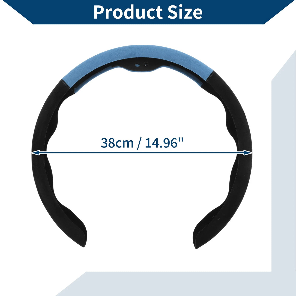 Steering Wheel Cover for Universal Fit (14.96", Black Blue)