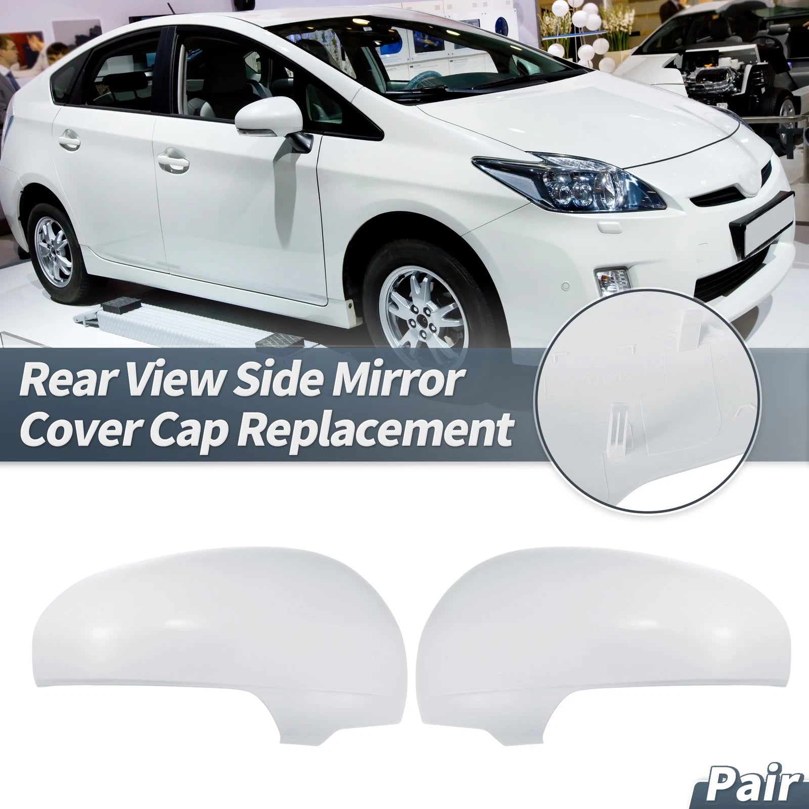 Rearview Mirror Cover Cap White Replacement for Toyota Reiz Prius (2010–2012)