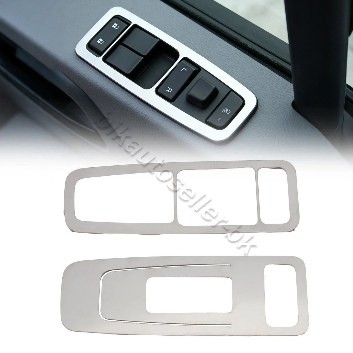 Stainless Steel Power Window Switch Bezel Trim Set for Kenworth T680 T880 (2016–2023)