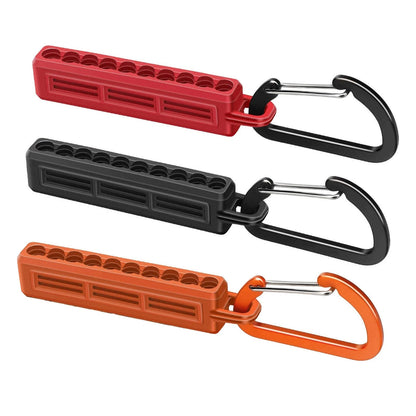 3X Bit Holder Storage Rail with Carabiner Clip for Screwdrivers