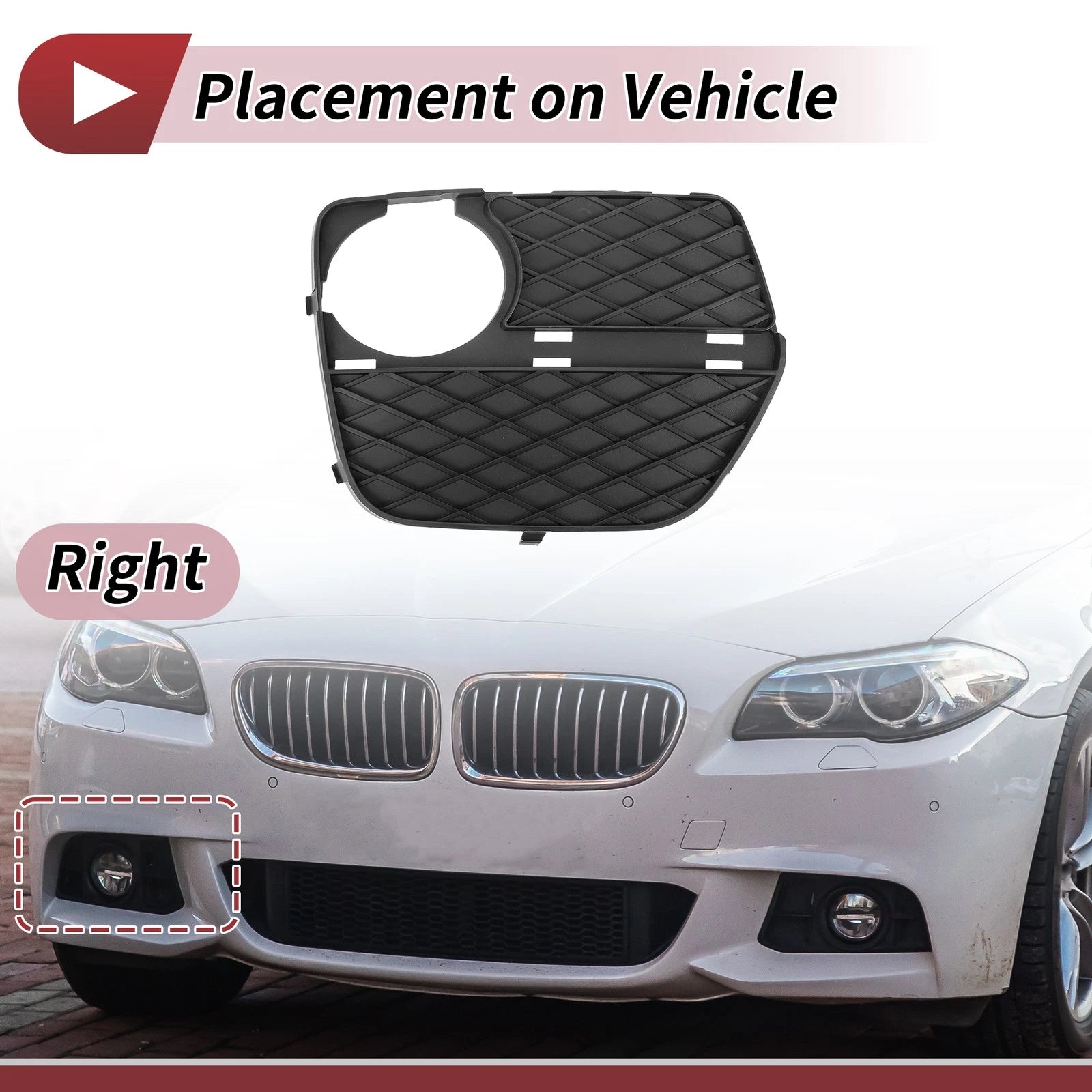 Fog Light Grill Front Right Replacement for BMW X6 (2012–2014)