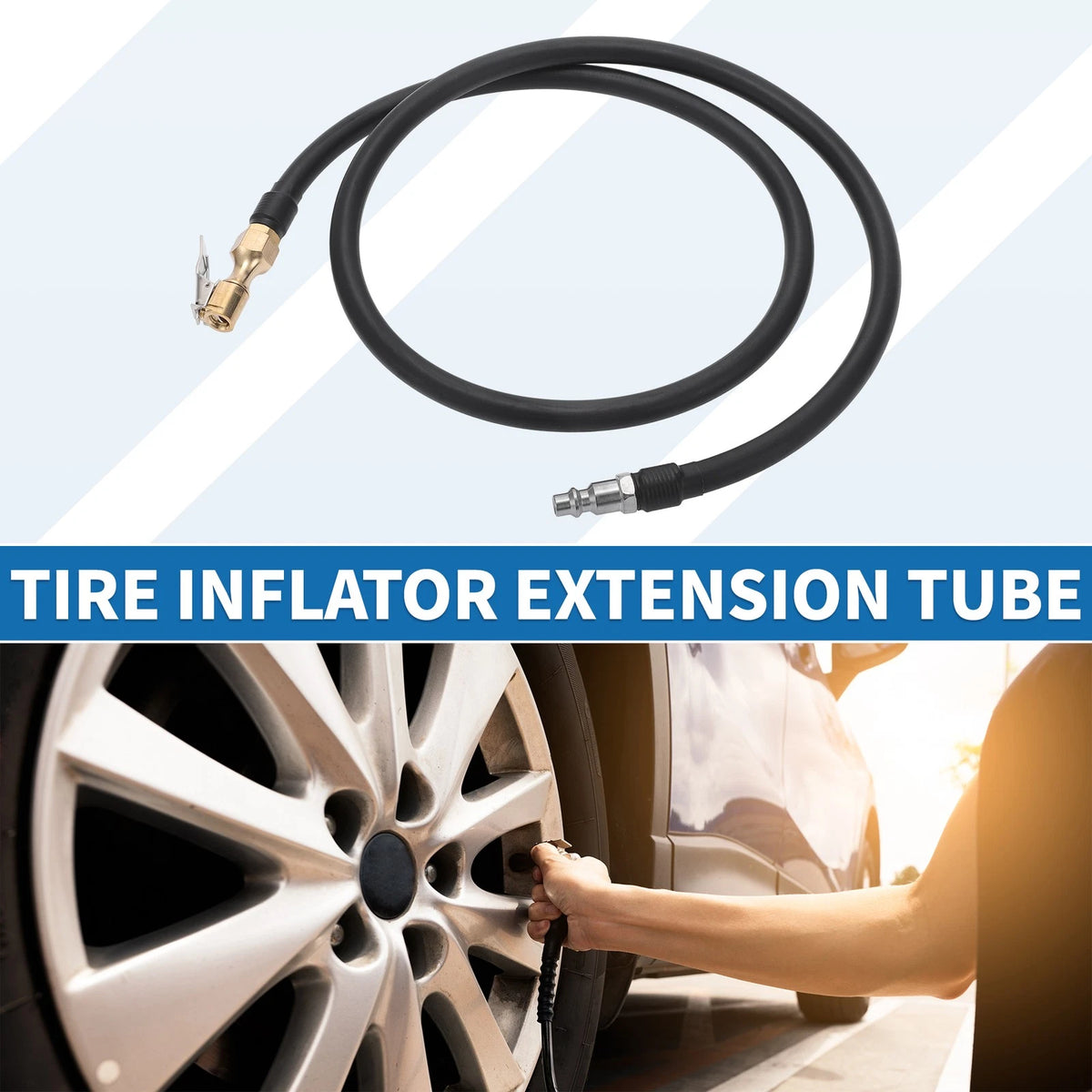 Tire Inflator Extension Tube 1/4 Quick Plug for Car Bike (45.28in) (1pc) (—)