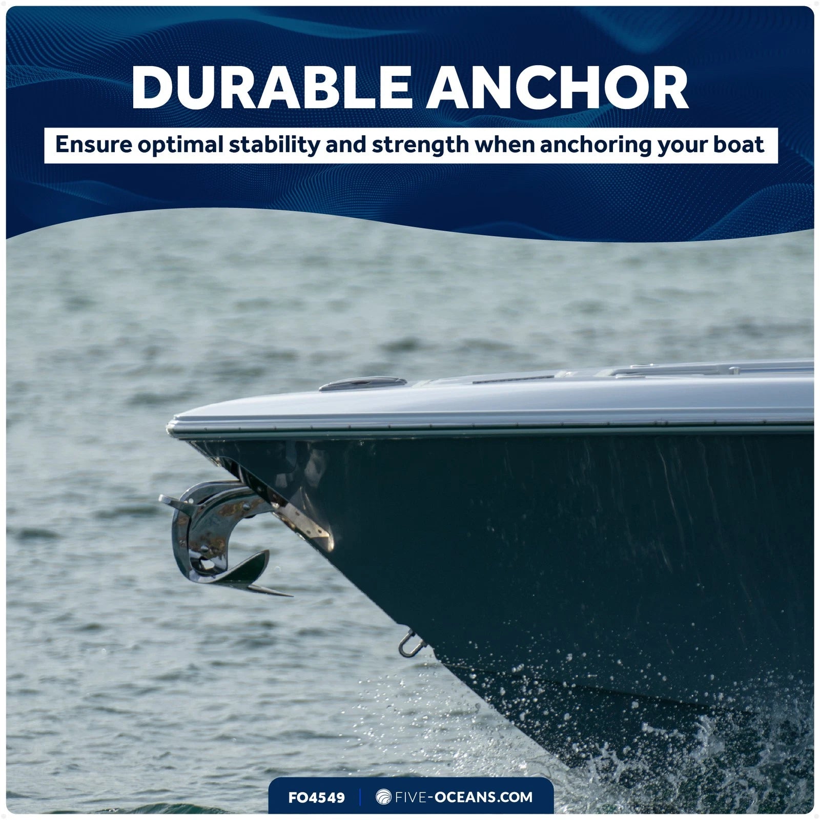 2.2 Lb Bruce Style Claw Anchor for Marine Use (Solid Stainless Steel)