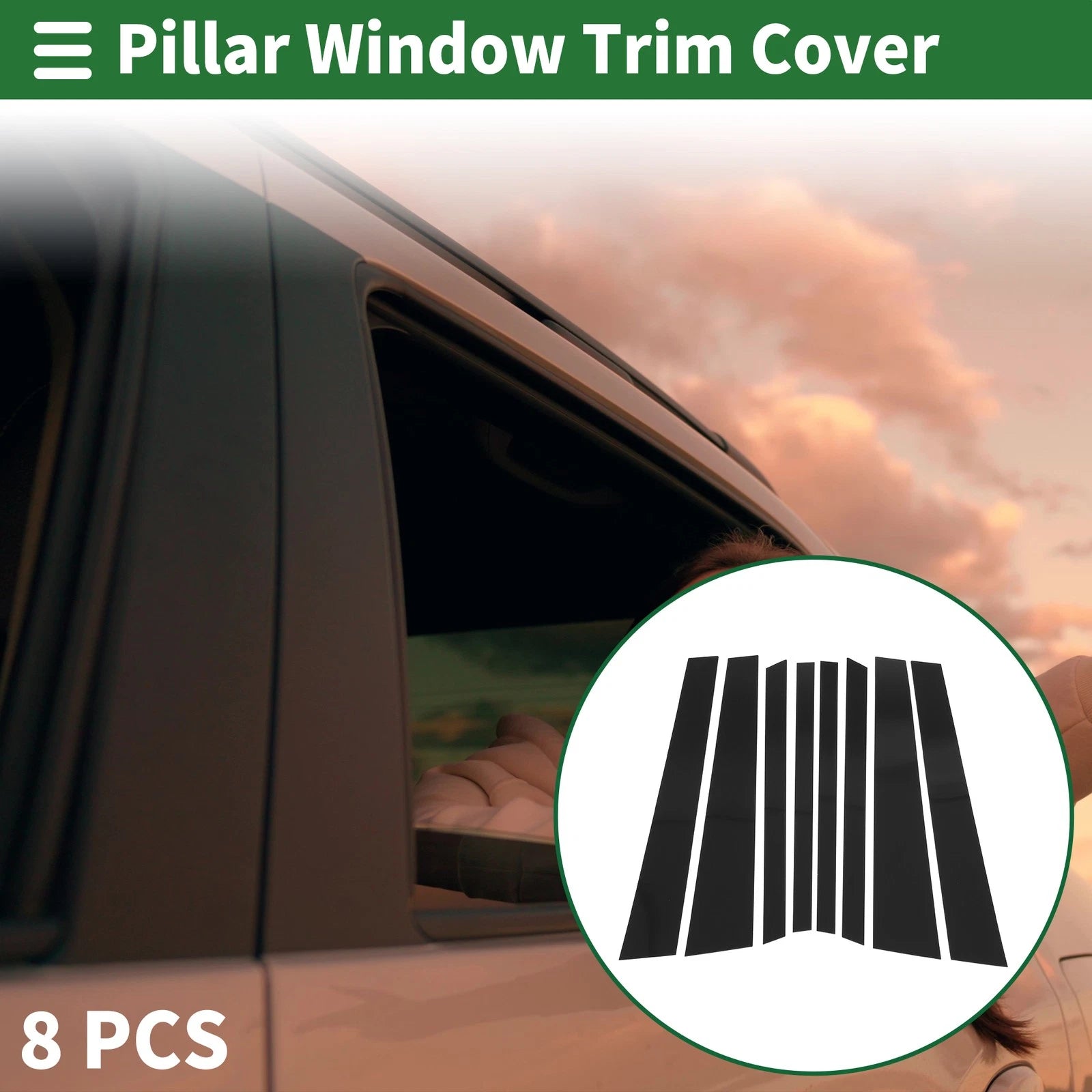 8 Pc Door Pillar Window Trim Replacement for BMW X5 (2014–2018) Black