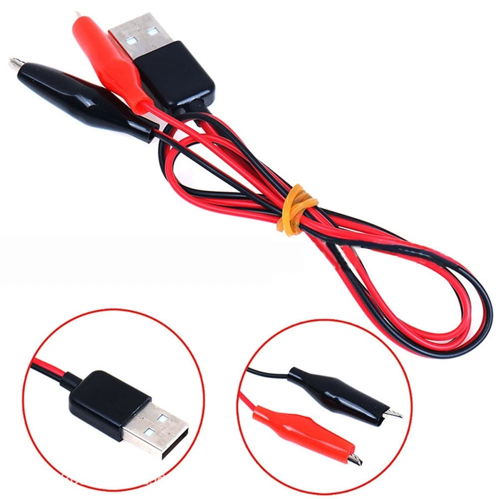 Power Supply Test Cable with USB Connector & Alligator Clips 60CM