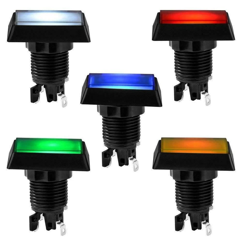 Illuminated LED Push Buttons with Microswitch for Arcade Square Rectangle (30x50mm)