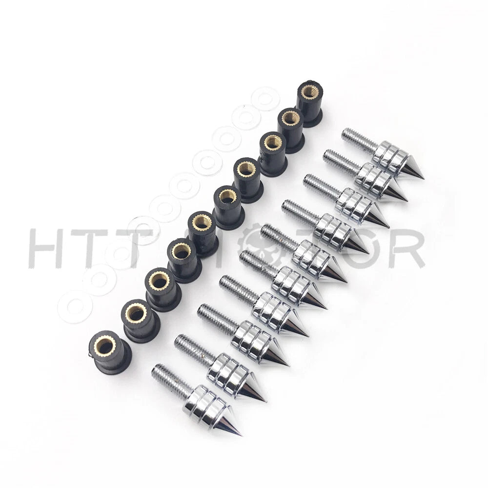 10X Windshield Bolts Screw Kit for Honda Suzuki Yamaha Kawasaki (Chrome)