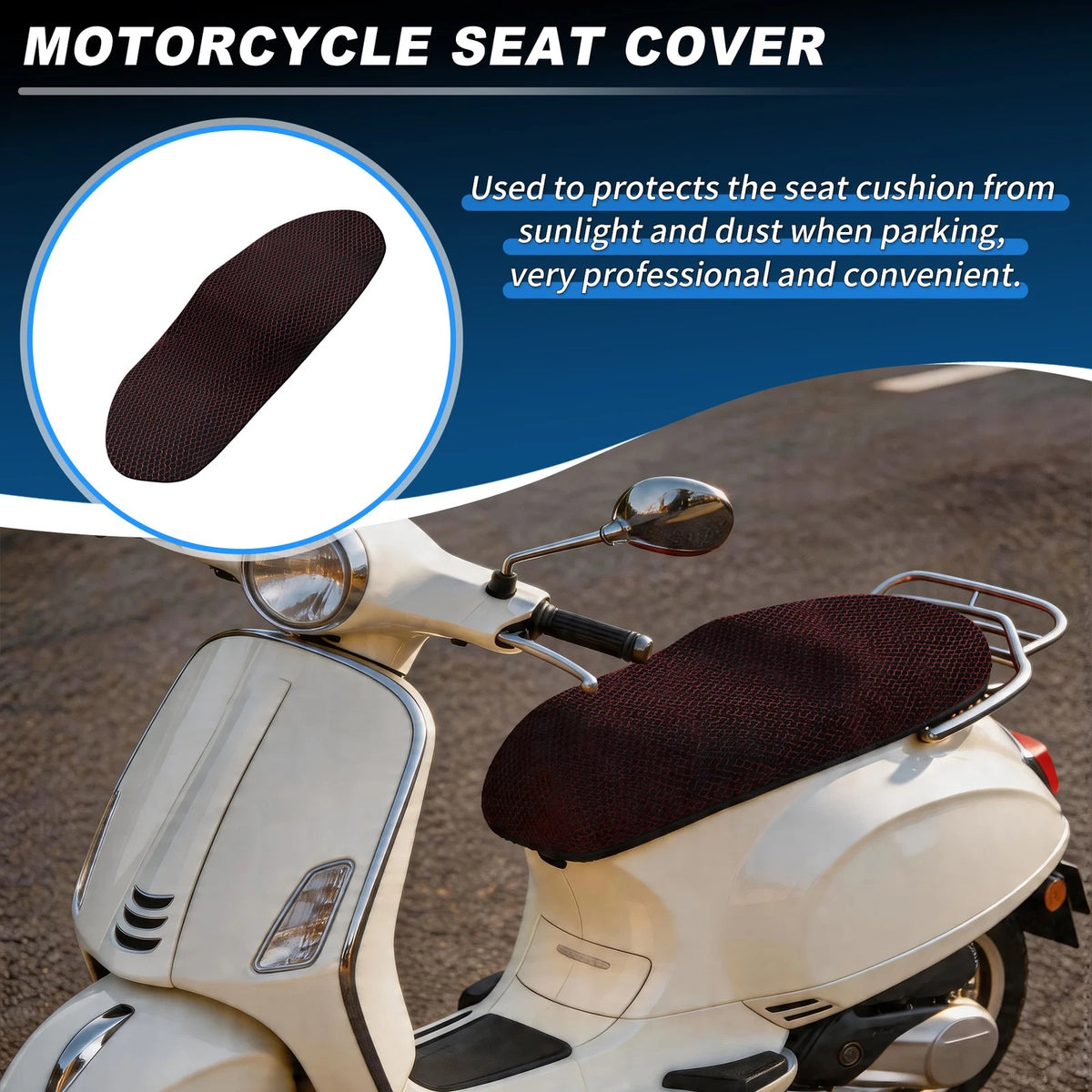 Motorcycle Seat Cushion for Universal Fit (76-85cm L, 45-50cm W) Black Red