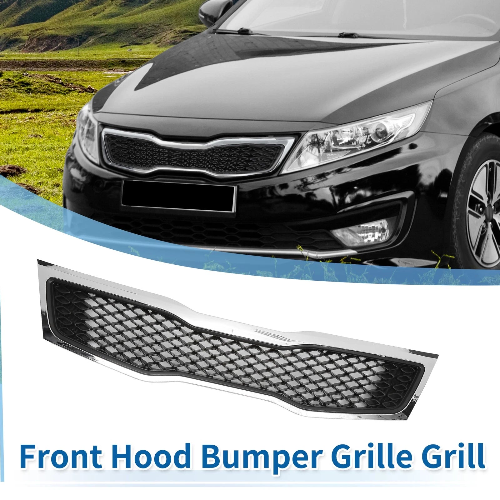 Front Upper Bumper Grille for Kia Optima (2011) Black Chrome