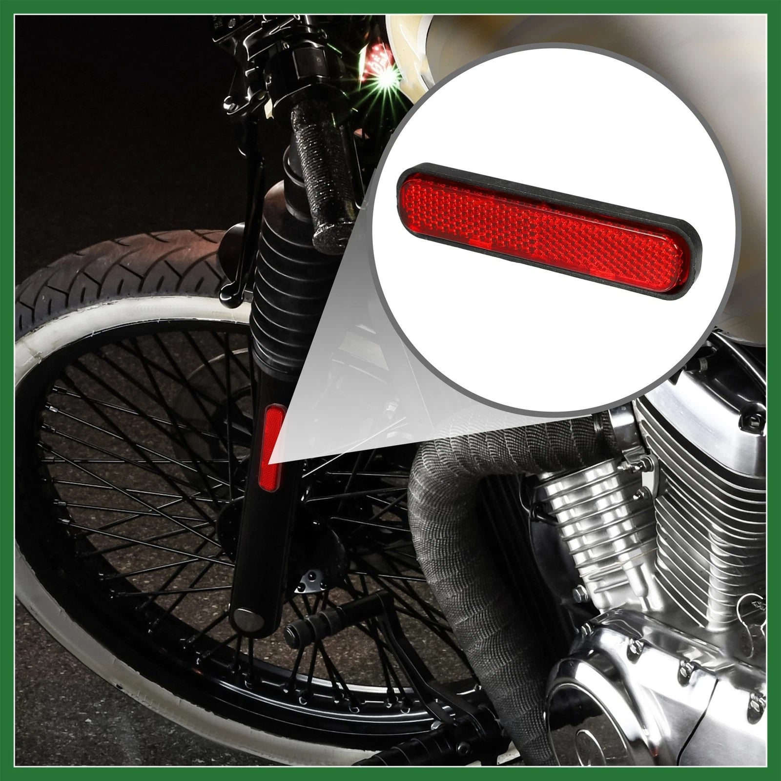 3pc Oval Reflector Red Replacement for Motorcycle Bike (3.66 x 0.83)