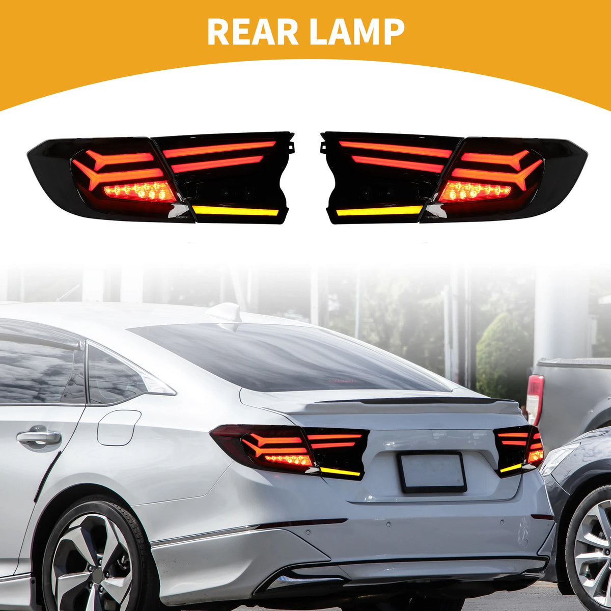 2X OLED Tail Lights Assembly for Honda Accord (2018–2022) EX EXL LX Sport Gray