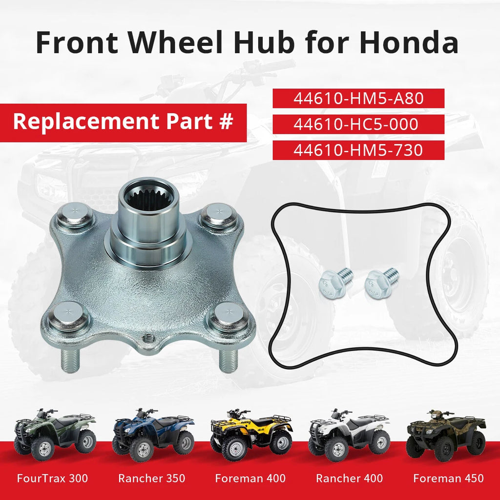 Front Wheel Hub w/ Bolts for Honda FourTrax 300 Rancher 350 400 450 (1995–2006)