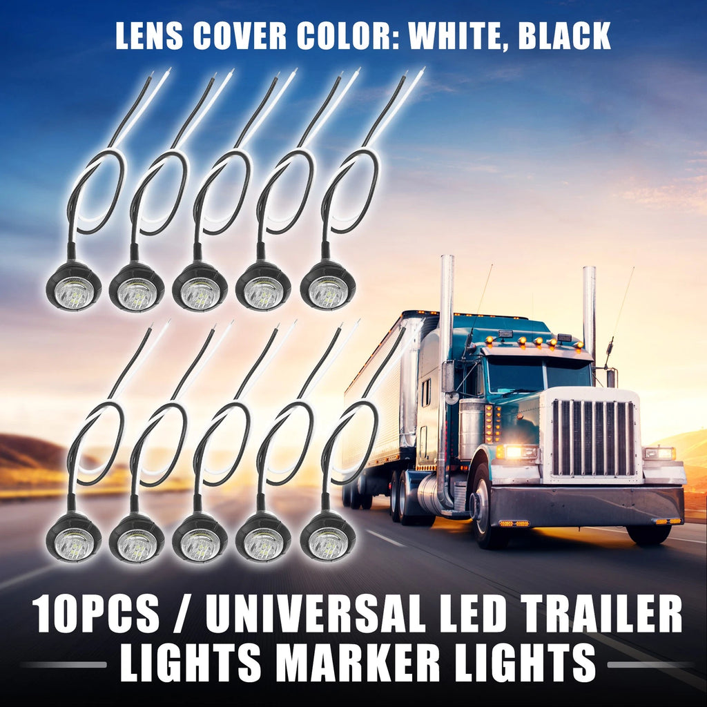 Trailer Marker Lights 24V Waterproof LED Round White for Universal (10 Pack)
