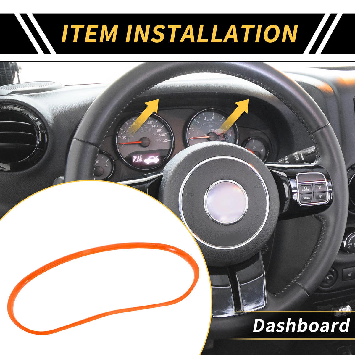 Dashboard Meter Panel Frame Cover Trim for Jeep Wrangler JK JKU (2011–2017) Orange