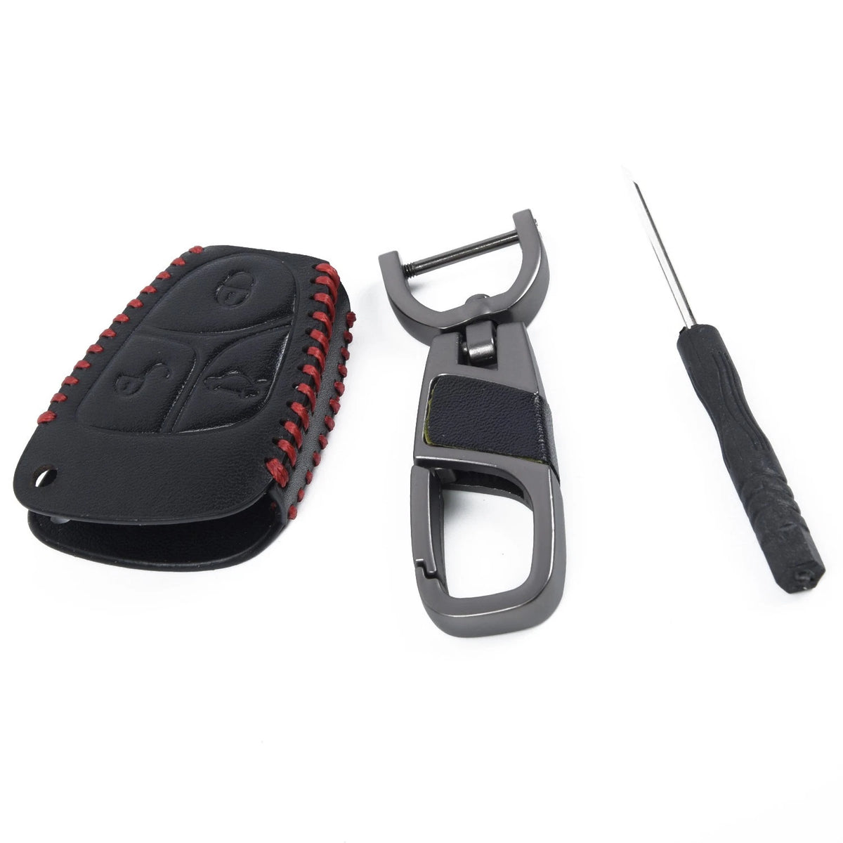 3X Leather Key Cover Case Protector for Benz AMG B C E S ML SLK CLK
