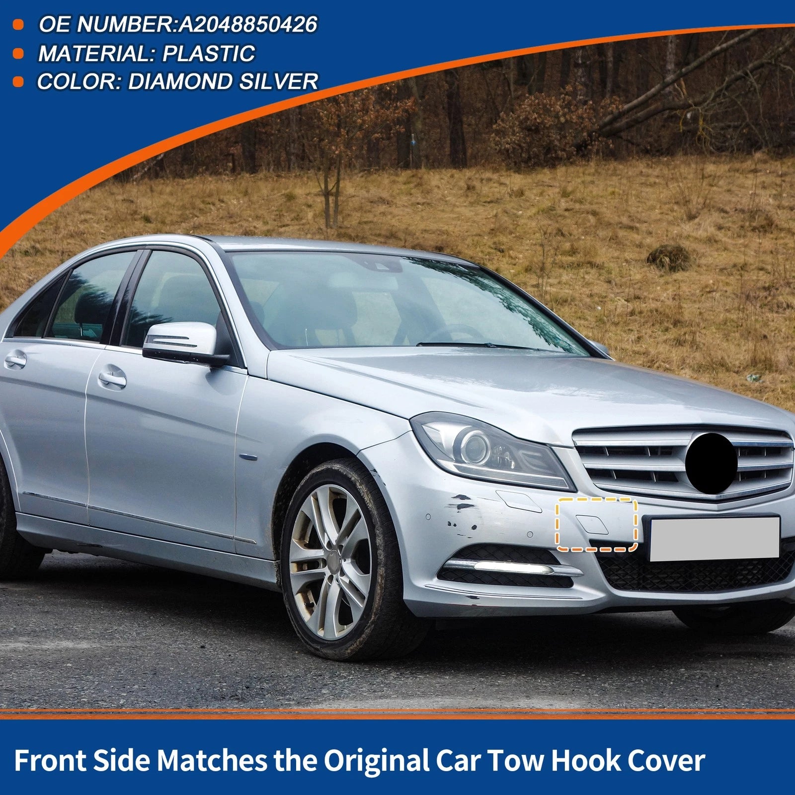 Front Tow Hook Cover Replacement for Mercedes-Benz A2048850426 (2010–2015)